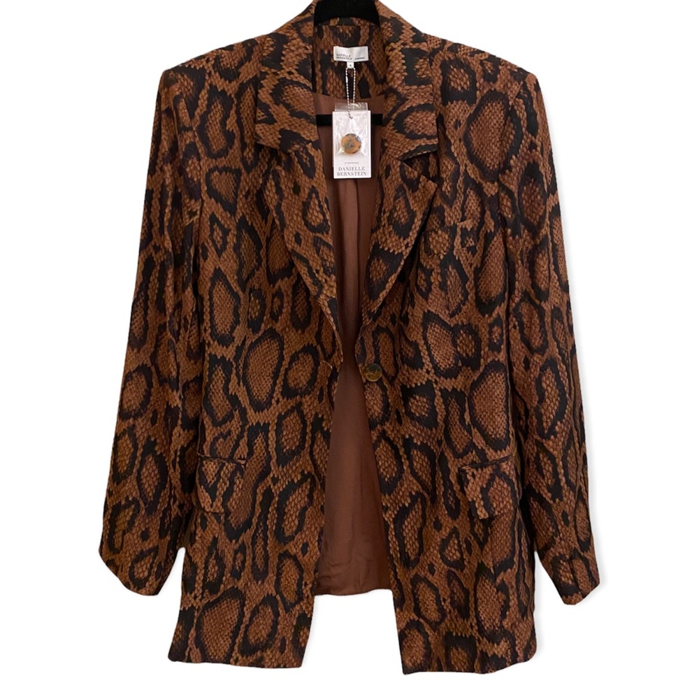 NWT WeWoreWhat Brown Cognac Snake Python Oversized Boyfriend Blazer